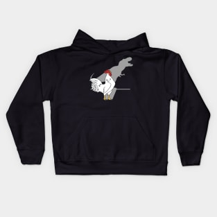 t-rex shadow white rooster crowing Kids Hoodie